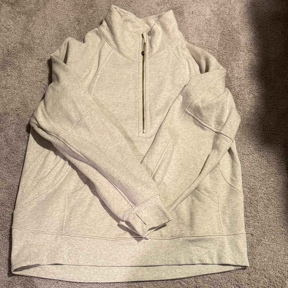 EUC lululemon oversized long length half zip scuba hoodie with gold hardware